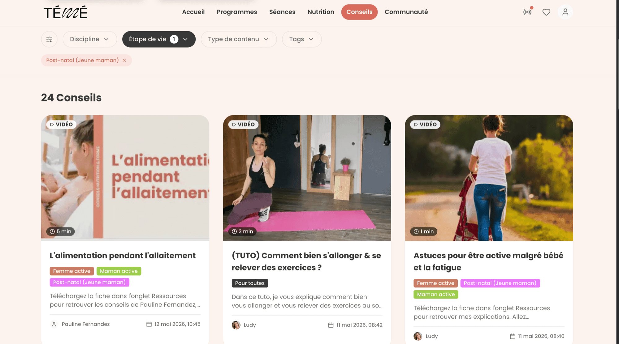 Conseil vidéo dans l'application Studio Témé